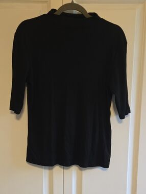 Lalala Black Short-Sleeve Mock Neck Top - L
